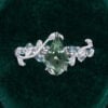 Kite Cut Lab Green Sapphire Nature Inspired Engagement Ring (5)