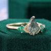 Kite Cut Moss Agate Egagement Ring Cluster Floral Vibe Promise Ring (2)