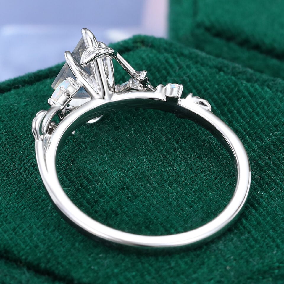 LeafLace Kite Cut Labradorite & Opal Nature Inspired Engagement Ring (5)