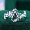 LeafLace Kite Cut Moss Agate Engagement Ring Emerald Leaf Ring In Matte Finish (12)
