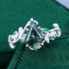LeafLace Kite Cut Moss Agate Engagement Ring Emerald Leaf Ring In Matte Finish (4)