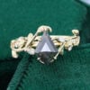 LeafLace Kite Cut Salt & Pepper Diamond Engagement Ring with Contrasting Diamond Accents (3)