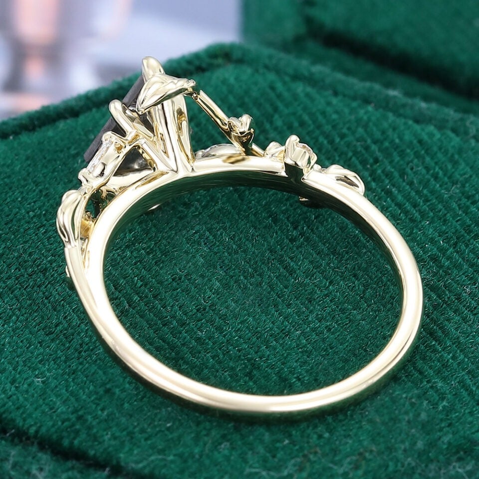 LeafLace Kite Cut Salt & Pepper Diamond Engagement Ring with Contrasting Diamond Accents (4)