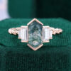 Long Hexagon Cut Moss Agate Egagement Ring Art Deco Promise Ring(1)