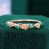 Marquise Cut Lab Emerald Vine Wedding Ring Floral-inspired Stacking Band (7)
