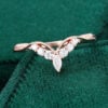 Marquise Cut Moissanite Curved Wedding Band Crown Matching Ring(4)
