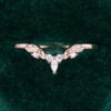 Marquise Cut Moissanite Curved Wedding Band Leaf Accented Stacking Ring (5)