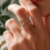 Moss agate open ring enhancer wedding band vine design stacking ring