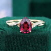Pear Cut Lab Ruby Engagement Ring with Asymmetrical Split Shank (1)