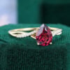 Pear Cut Lab Ruby Engagement Ring with Asymmetrical Split Shank (2)