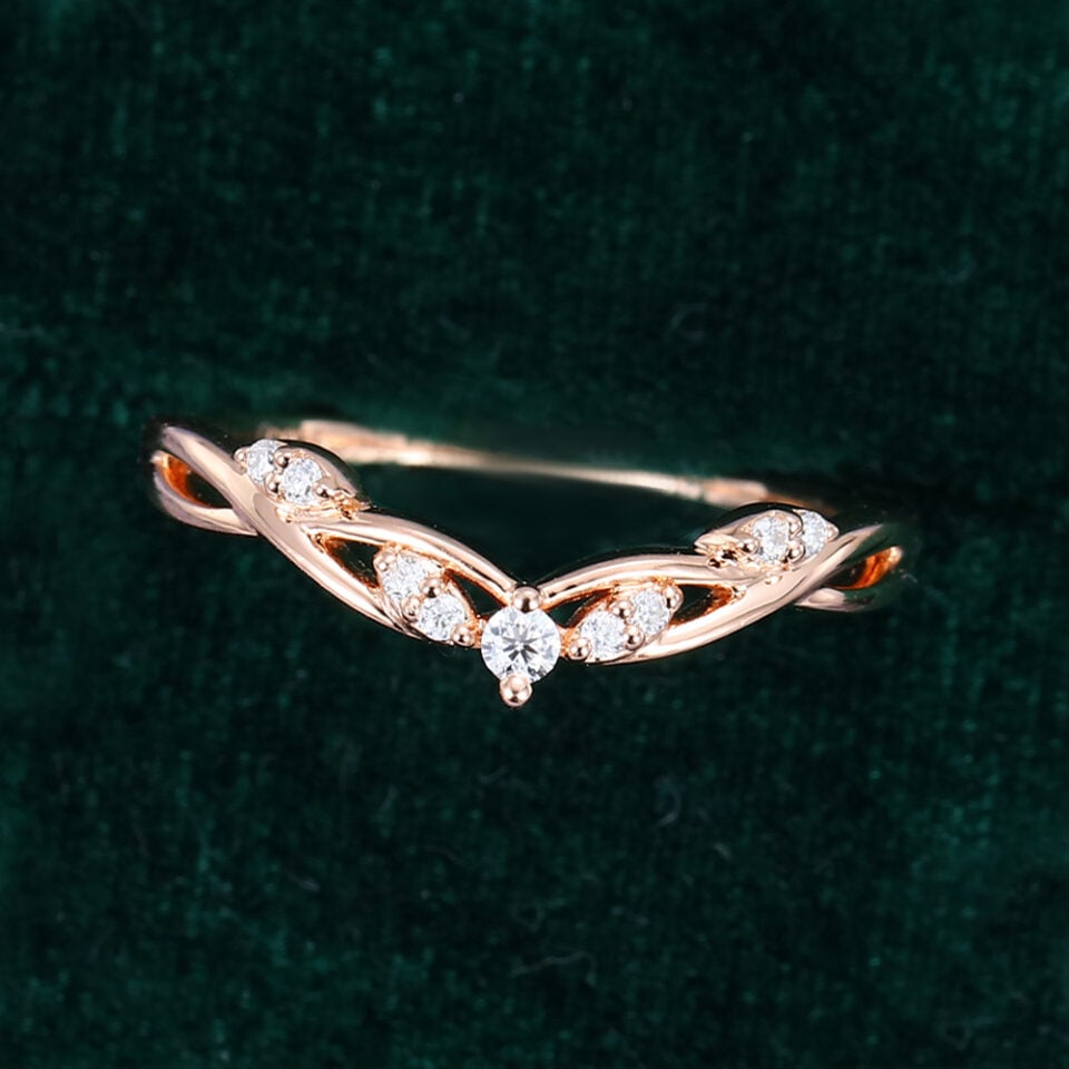 Ribbon Flow Snowdrift Curved Wedding Band Stacking Anniversary Ring (3)