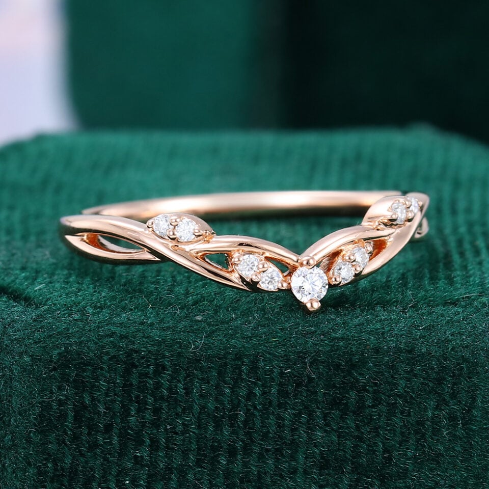 Ribbon Flow Snowdrift Curved Wedding Band Stacking Anniversary Ring (4)