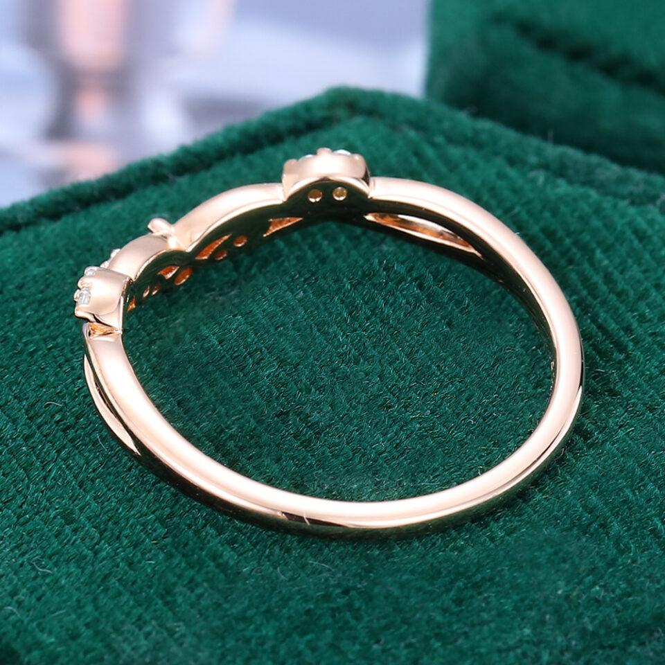 Ribbon Flow Snowdrift Curved Wedding Band Stacking Anniversary Ring (5)