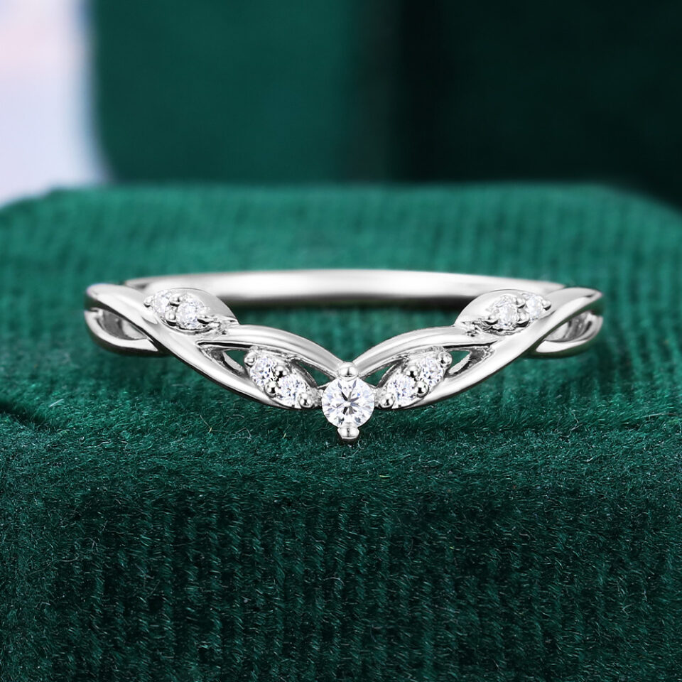 Ribbon Flow Snowdrift Curved Wedding Band Stacking Anniversary Ring (6)
