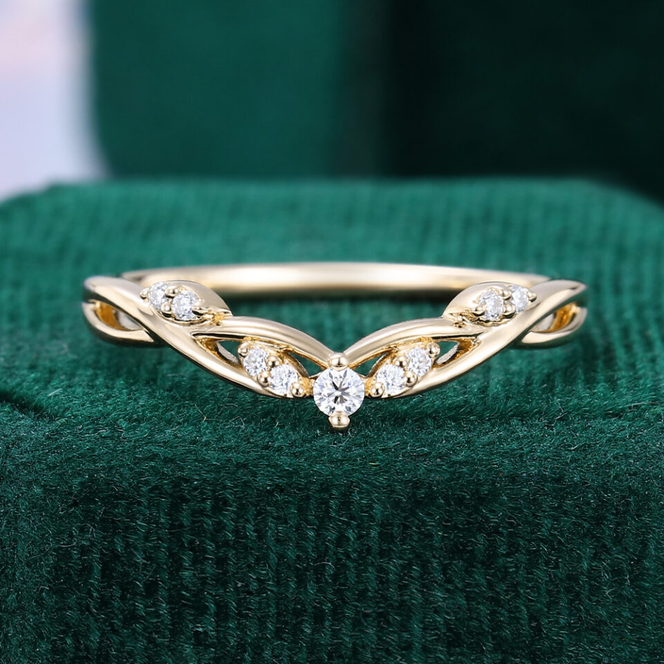 Ribbon Flow Snowdrift Curved Wedding Band Stacking Anniversary Ring (7)