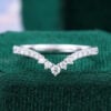 Round Cut Moissanite Curved Wedding Band With Tapered Pave Setting (2)