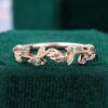 Wavy Marquise Lab Sapphire Leaf Ring Half Eternity Band (7)