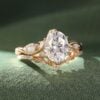 2CT Oval Cut Moissanite Bridal Ring Set 2PCS Nature Inspired Matching Ring Set (1)