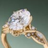 2CT Oval Cut Moissanite Bridal Ring Set 2PCS Nature Inspired Matching Ring Set (3)