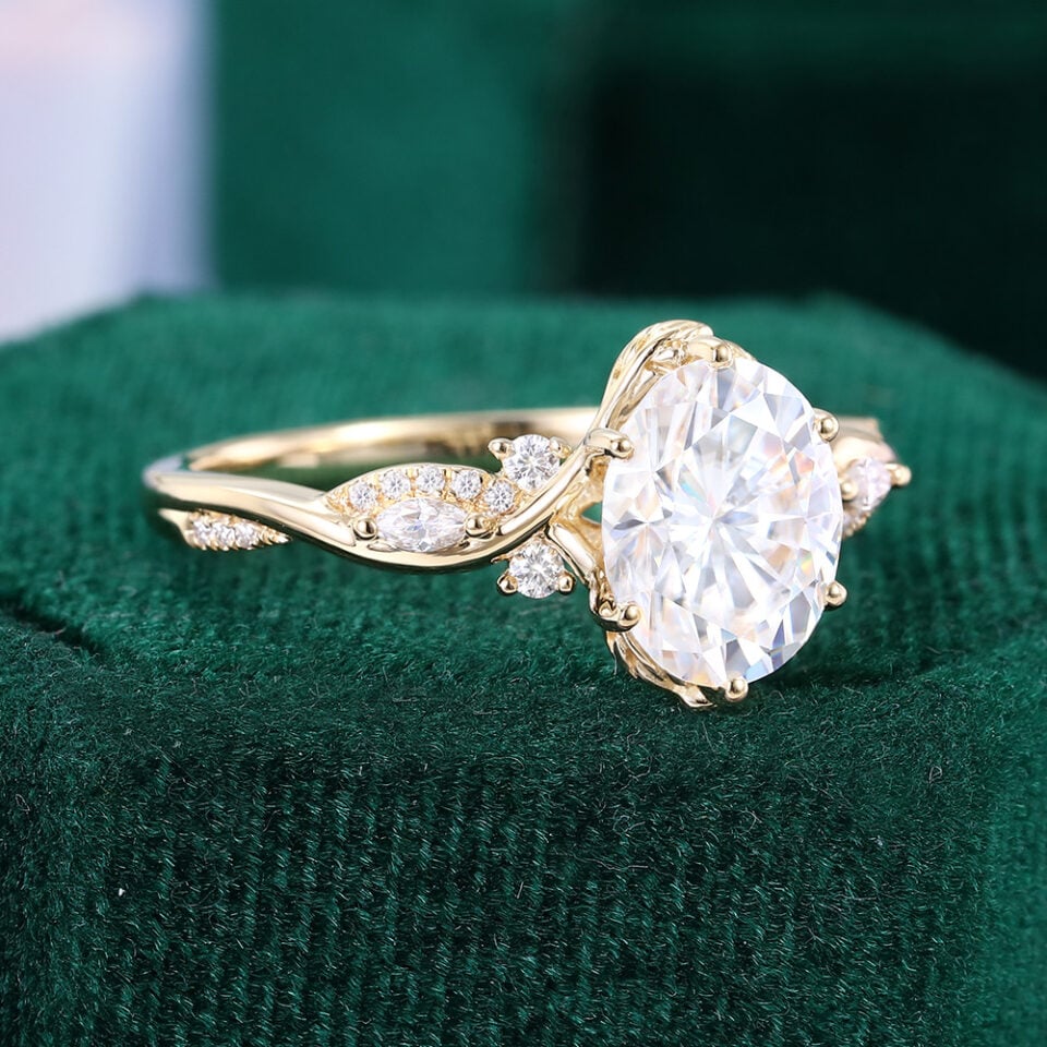 2CT Oval Cut Moissanite Promise Ring Garden Themed Engagement Ring(6)