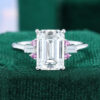3CT Emerald Cut Lab Diamond Engagement Ring with Pink Sapphire Accents (1)