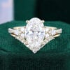 3CT Oval Cut Lab Diamond Cluster Bridal Ring Set 2PCS Classic Matching Ring Set