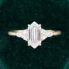 Classic Cluster Long Hexagonal Cut Moissanite Engagement Ring In Matte Finish (1)