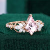 Kite Cut Pink Sapphire Cluster Engagement Ring with Alternating Opal and Diamond Pave Band (2)