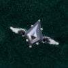 Kite Cut Salt and Pepper Diamond Engagement Ring Side Stones Promise Ring (4)