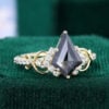 Kite Cut Salt and Pepper Engagement Ring Infinity Moissanite Accented Promise Ring (2)