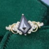 Kite Cut Salt and Pepper Engagement Ring Infinity Moissanite Accented Promise Ring (3)