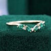 Marquise Cut Emerald Curved Wedding Band Unique Stacking Ring (3)