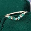 Marquise Cut Emerald Curved Wedding Band Unique Stacking Ring (4)