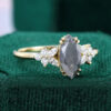 Marquise Cut Salt and Pepper Diamond Petals Engagement Ring Cluster Ring(8)