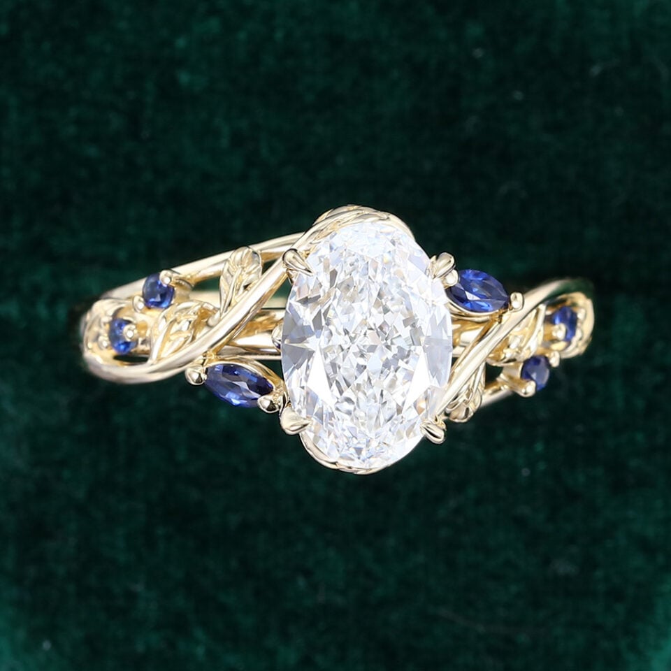 Oval Cut Lab Diamond Engagement Ring Twisted Vine Promise Ring (2)