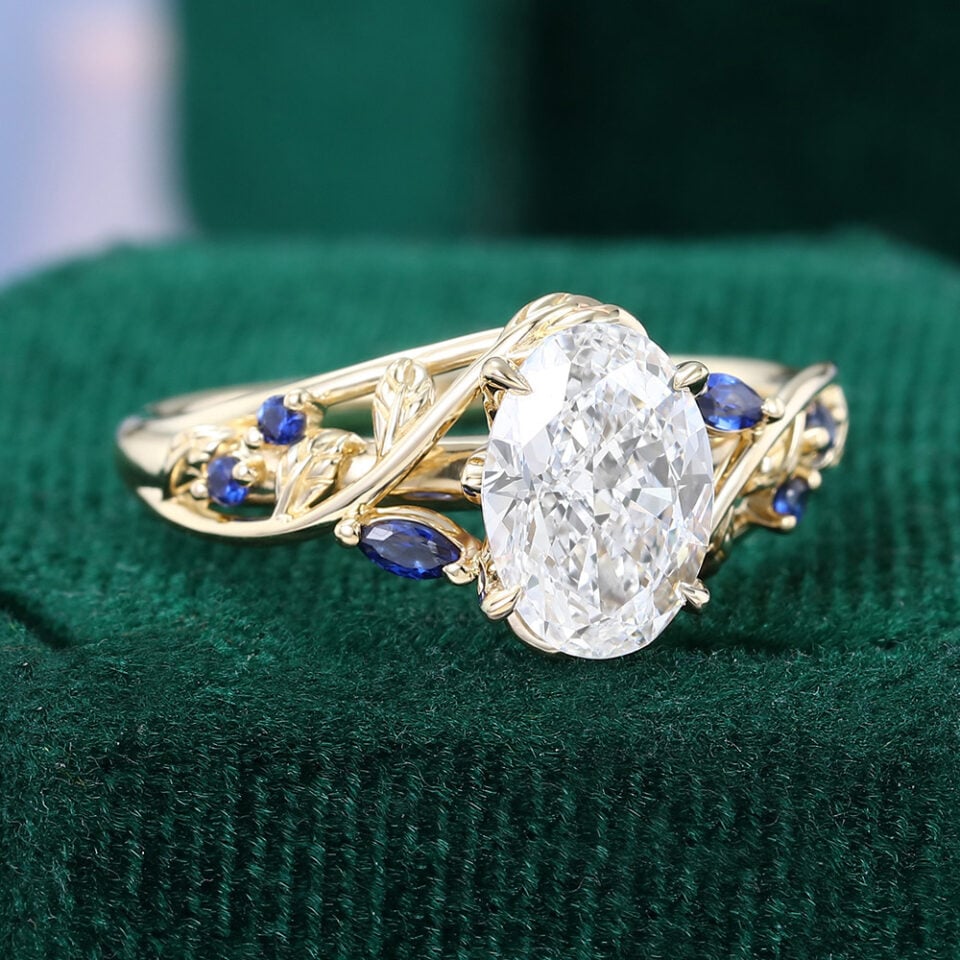 Oval Cut Lab Diamond Engagement Ring Twisted Vine Promise Ring (5)