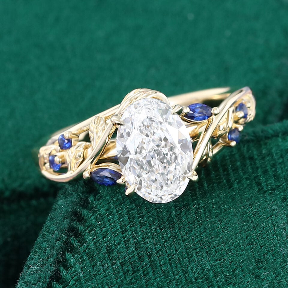 Oval Cut Lab Diamond Engagement Ring Twisted Vine Promise Ring (6)