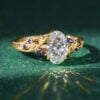 Oval Cut Lab Diamond Leafy Non Traditional Engagement Ring (2)
