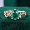 Oval Cut Lab Emerald Engagement Ring With Twisted Twig Shank (1)