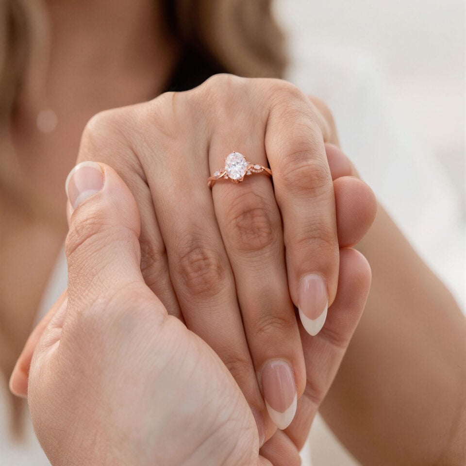 2CT Moissanite Engagement Ring with Unique Twisted Shank