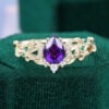 Pear Cut Amethyst Vine Engagement Ring Garden-Themed Promise Ring (2)