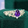 Pear Cut Amethyst Vine Engagement Ring Garden-Themed Promise Ring (3)