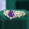 Pear Cut Amethyst Vine Engagement Ring Garden-Themed Promise Ring (4)