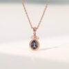 Pear Cut Milgrain Alexandrite Pendant Necklace Fishtail Diamond Accented (3)