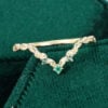 Round Cut Lab Emerald Wedding Band Leaf Accented Curved Stacking Ring (4)