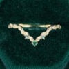 Round Cut Lab Emerald Wedding Band Leaf Accented Curved Stacking Ring (6)