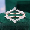Round Cut Moissanite Enhancer Wedding Band Double Curved Band (1)