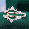Round Cut Moissanite Enhancer Wedding Band Double Curved Band (3)