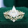 Unique Kite Cut Moissanite Bridal Ring Set Infinity Engagement Ring Set (2)