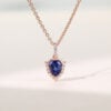 Unique Shield Cut Lab Sapphire Bezel Anniversary Pendant Necklace (9)